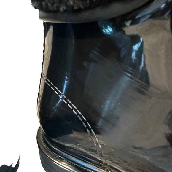 Kenneth Cole Reaction | Black Rain Lace Up Cozy Lug Sole Rain Boots Size 9 - Picture 10 of 14